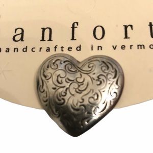 DANFORTH - Florentine Heart Brooch Pin - Pewter